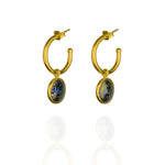 Black pearl and 18k gold vermeil hoop earrings with natural black pearls