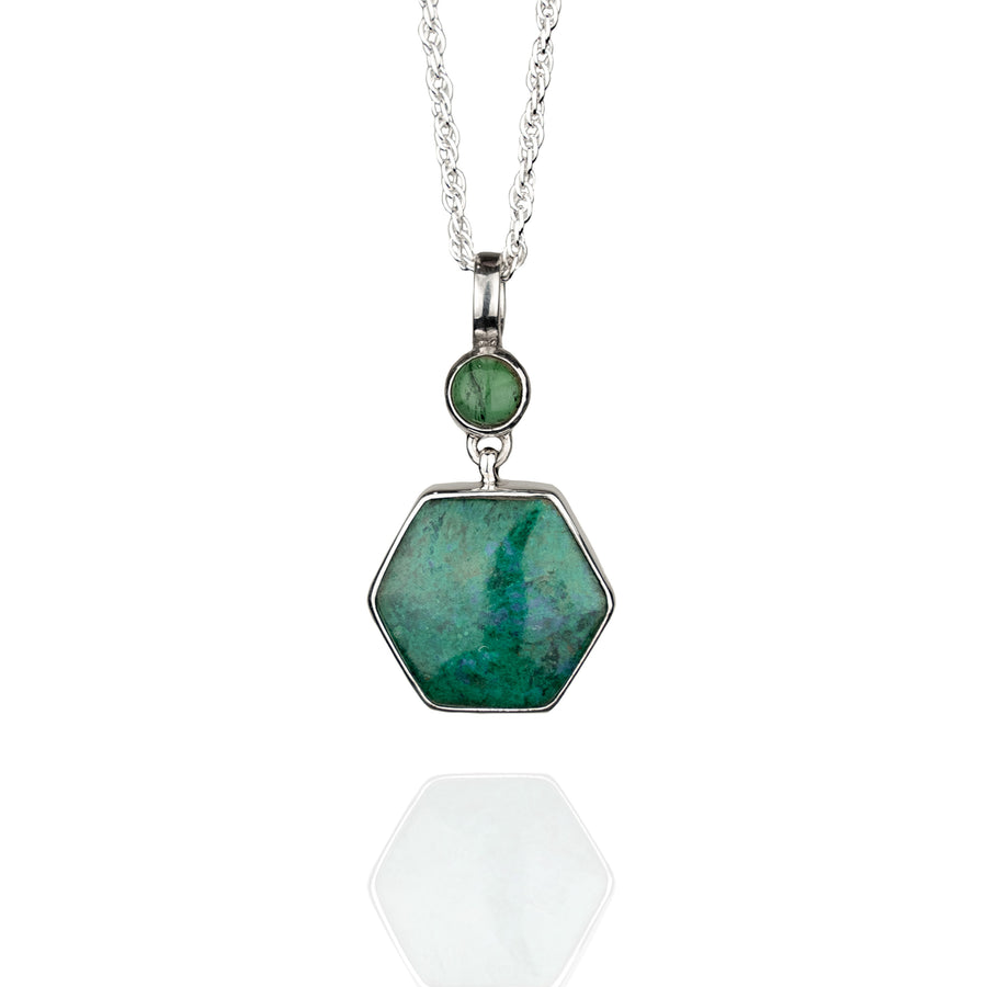 CHRYSOCOLLA WITH GREEN TOURMALINE NECKLACE