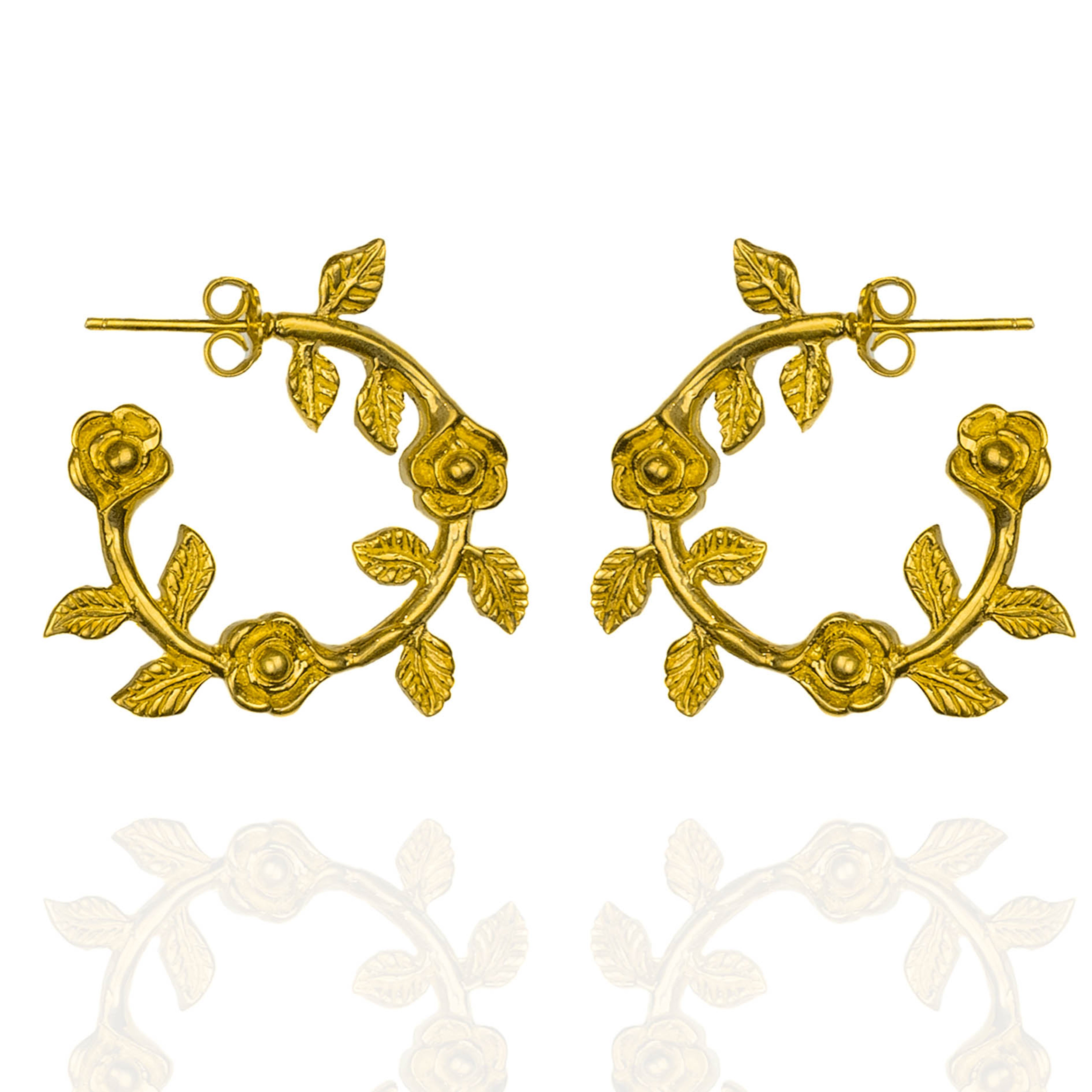 Gold rose earrings