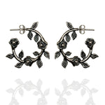 Silver rose earrings