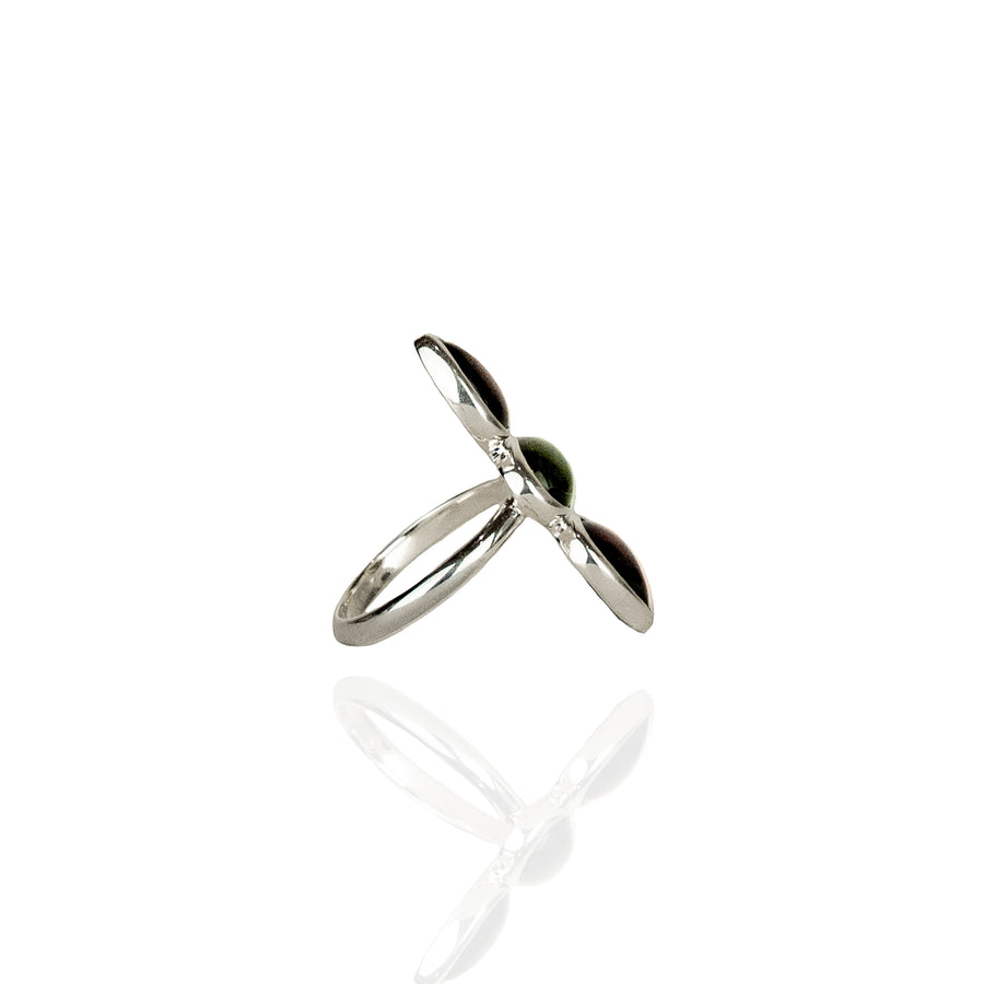 TOURMALINE AND GARNET TRILOGY RING