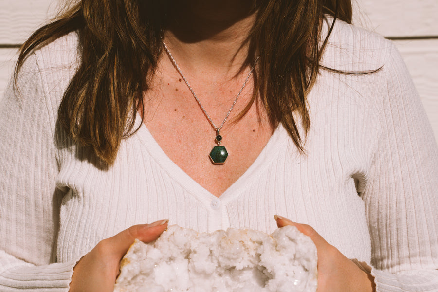 CHRYSOCOLLA WITH GREEN TOURMALINE NECKLACE
