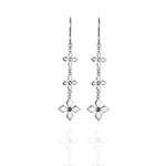 Silver triple blossom earrings with garnet