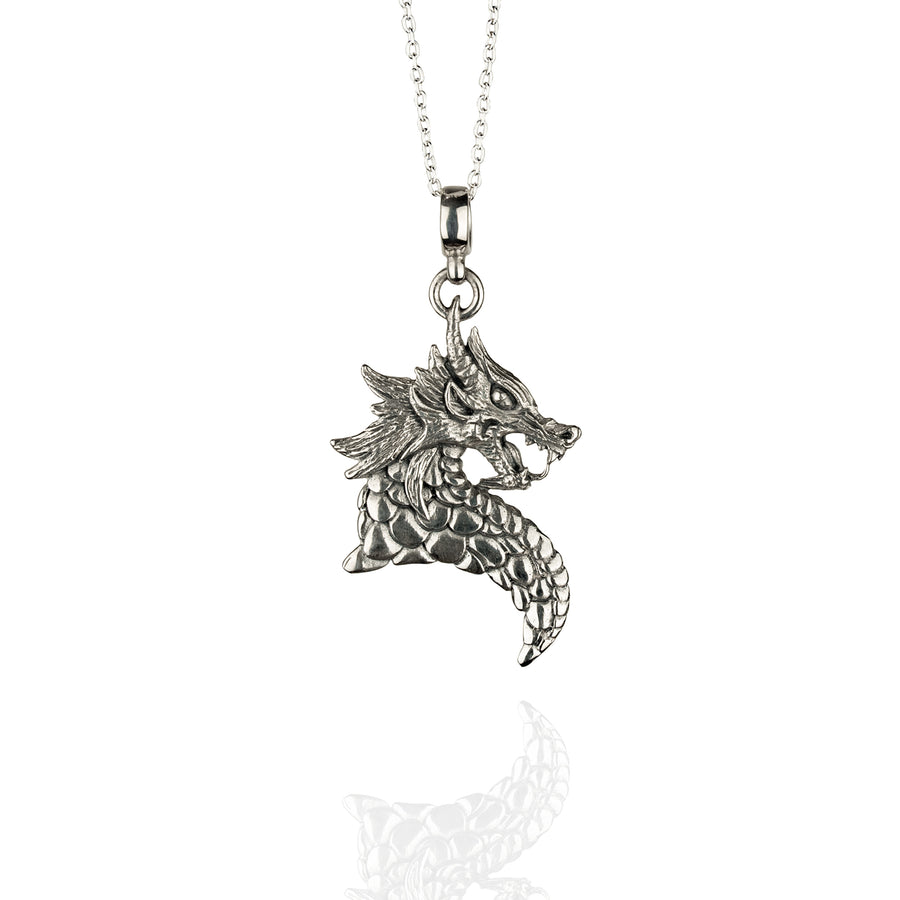 TRADITIONAL SILVER DRAGON NECKLACE