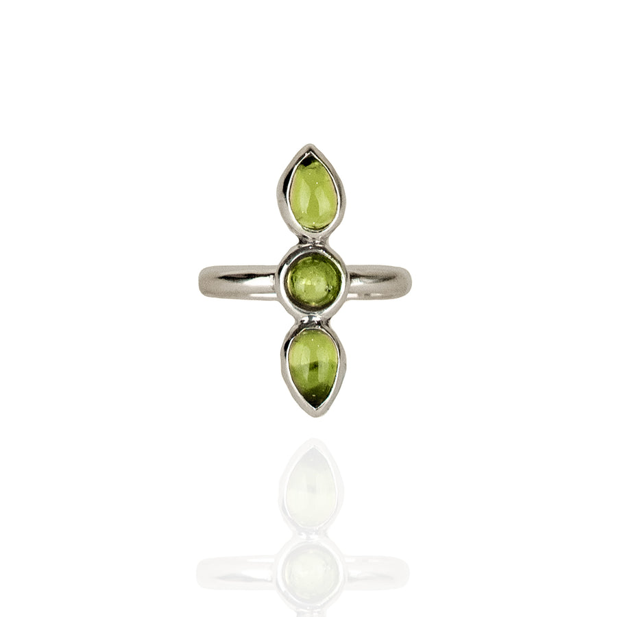 PERIDOT TRILOGY RING SILVER