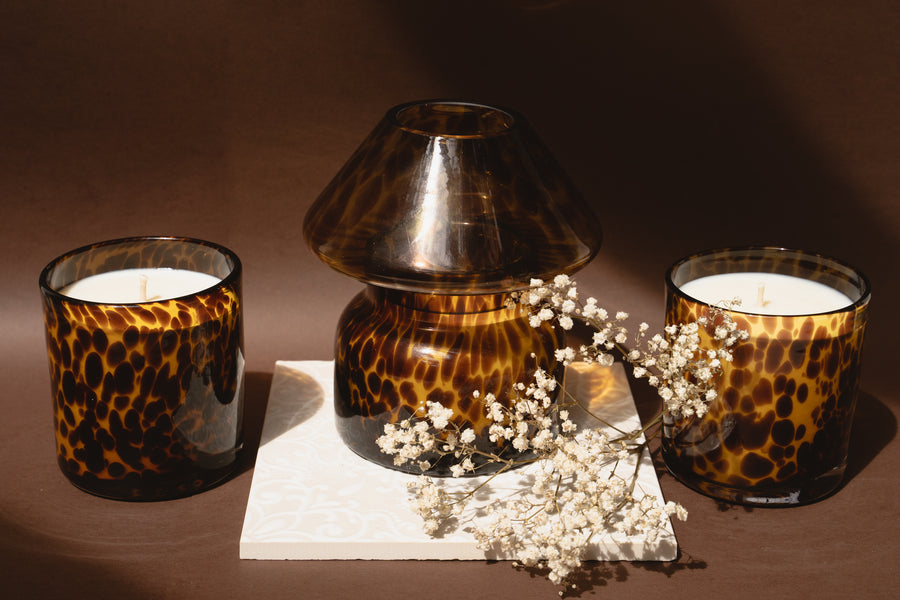 GLASS ART CANDLE - LEOPARD