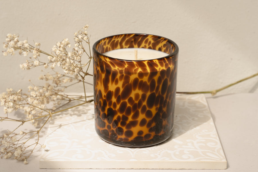 GLASS ART CANDLE - LEOPARD